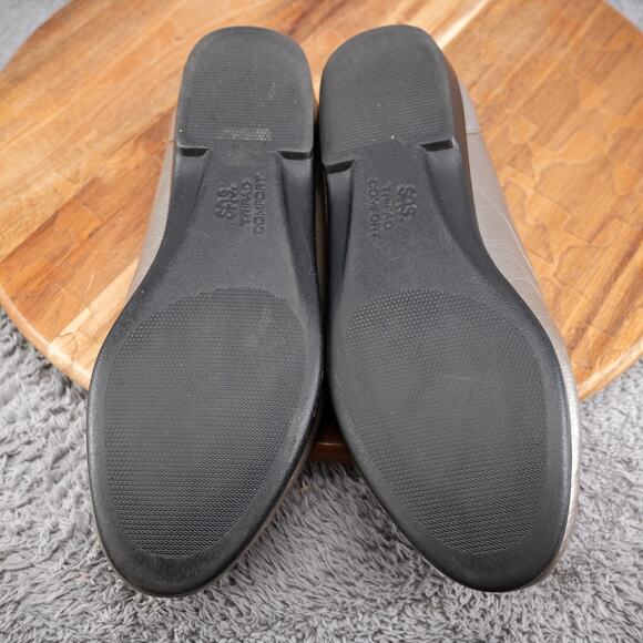 SAS Metro Slip On Pewter Leather Loafers Shoes Womens Silver Buckle Size 10 W - Picture 8 of 10